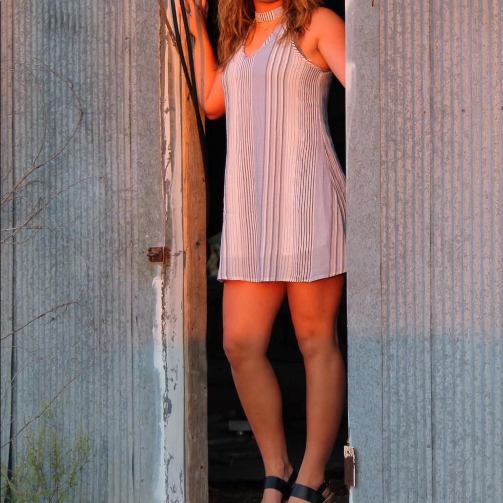 Blue and white stripped dress